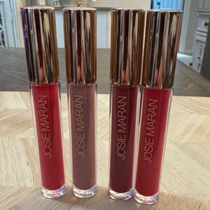 JOSIE MARAN Set Of 4 Lip Gloss Collection - Vibrant Red, Soft Pink, Rich Brown